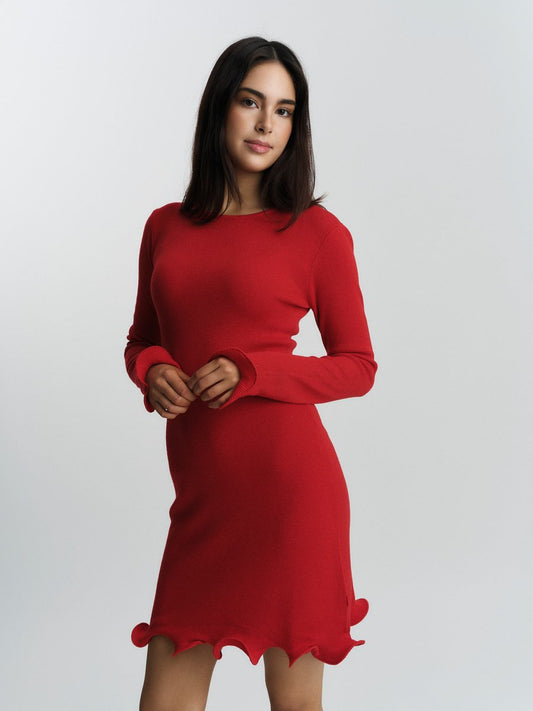 Isara Merino Dress Bright Red