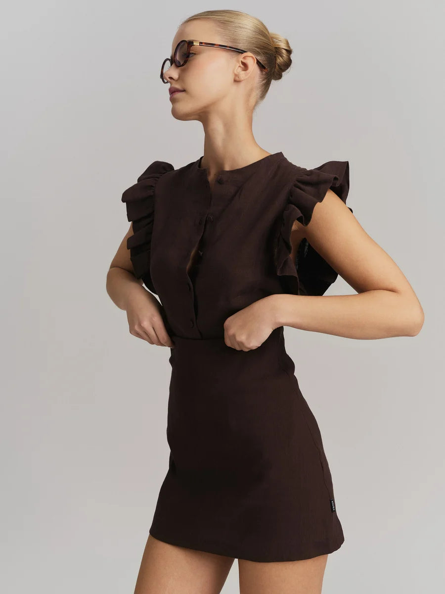 Pauline Linen Shirt Dark Brown
