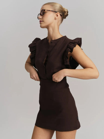 Pauline Linen Shirt Dark Brown