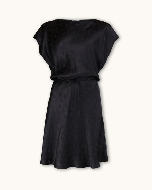 Jacquard Boat Neck Dress Black