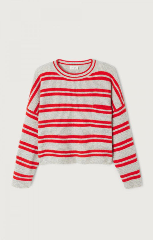 Raxow Sweater Heather Grey Strawberry Stripes