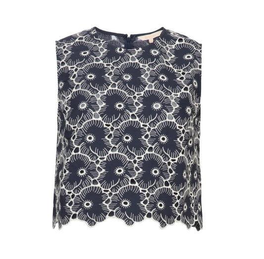 Broderie Anglaise Top Marine