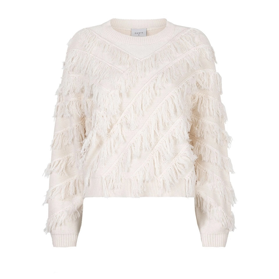 Rious Fringe Sweater Butter Cream