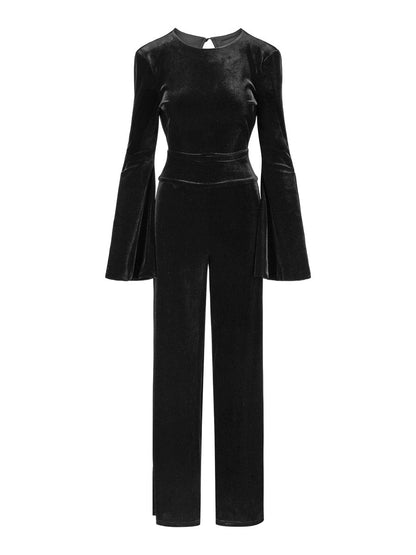 Amira Velour Jumpsuit Black