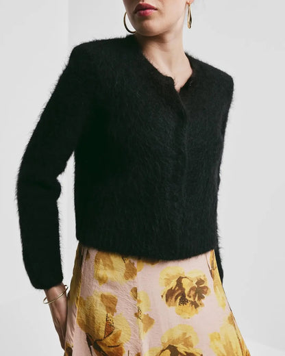 Hairy Knit Jacket Navy