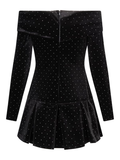 Colette Stud Velour Dress Black