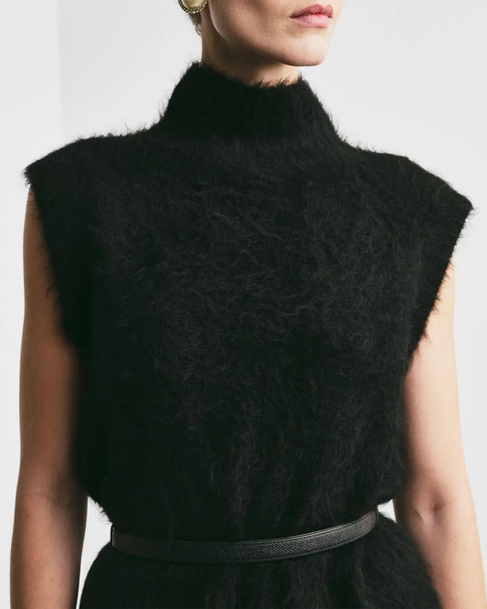 Hairy Knit Top Black