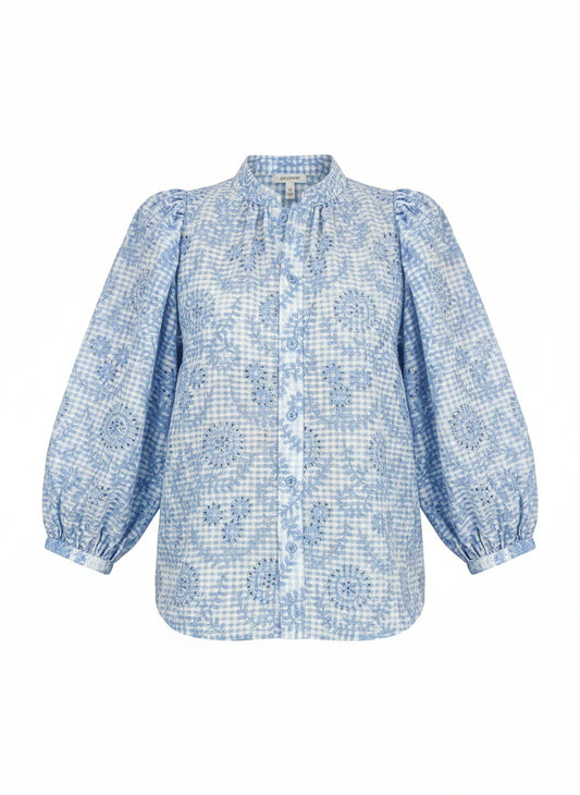 Checks Blouse Light Blue