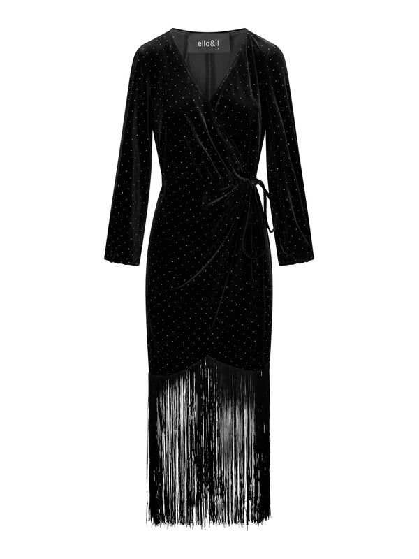 Sine Stud Velour Dress Black