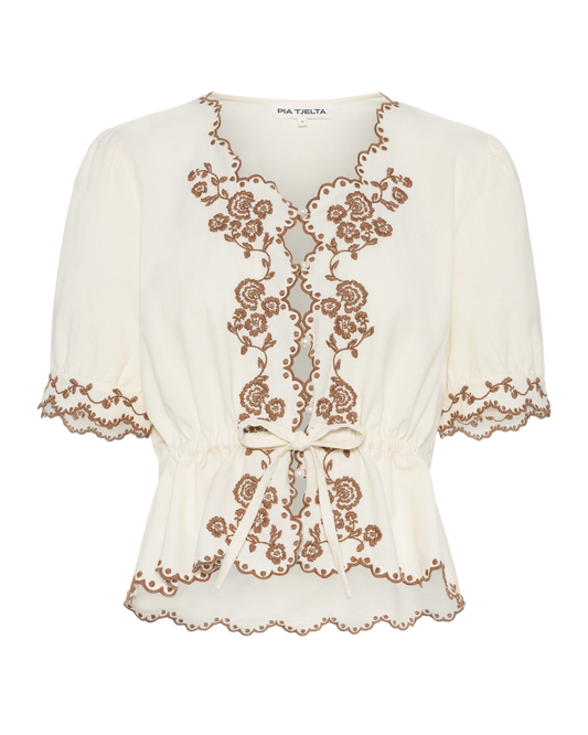 Hennie Blouse White/Clay