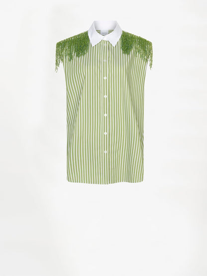 Robin Fringe Detail Shirt Green Lush