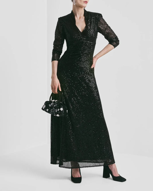 Sequins Maxi Dress Black