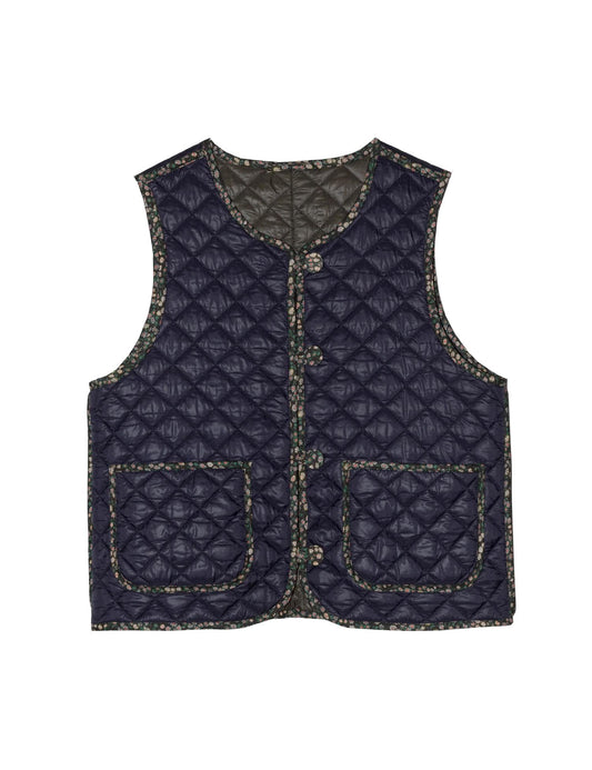 Dot Vest Quilt Olive Blue