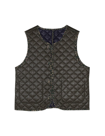 Dot Vest Quilt Olive Blue