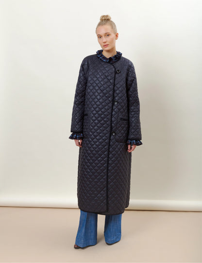 Deleila Coat Quilt Olive Blue