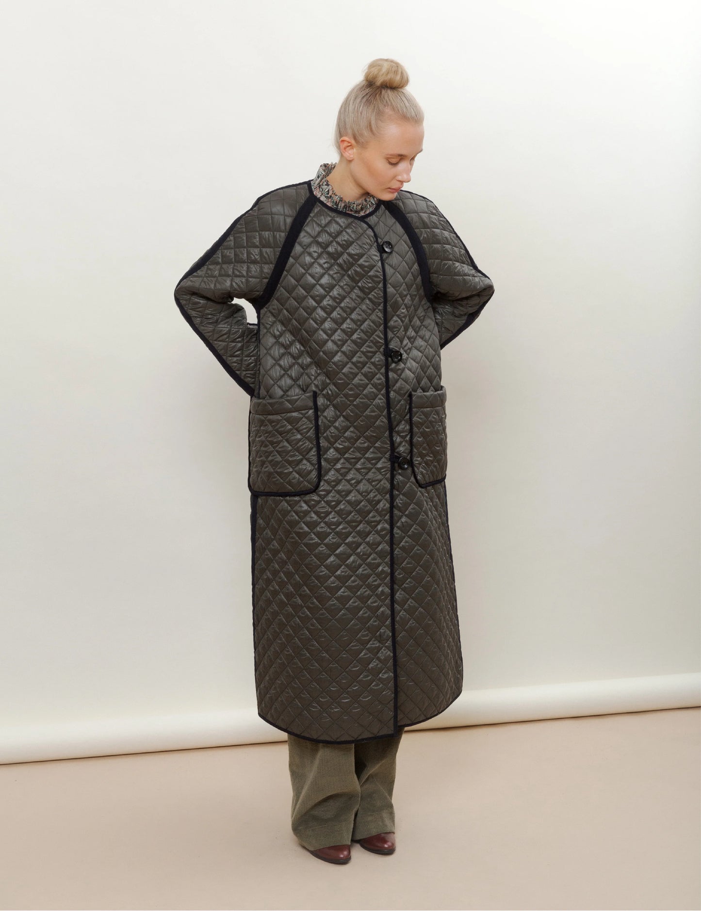 Deleila Coat Quilt Olive Blue