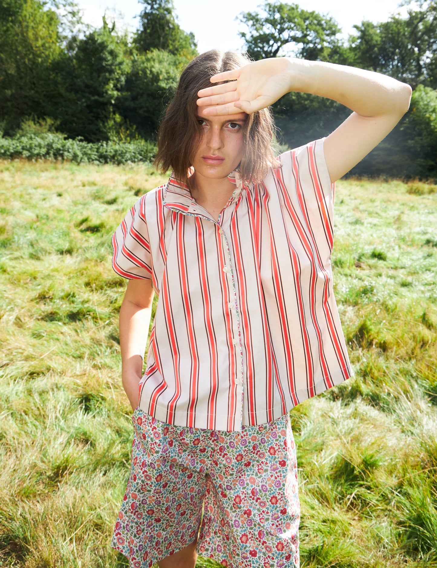 Ada Top Poppy Stripe