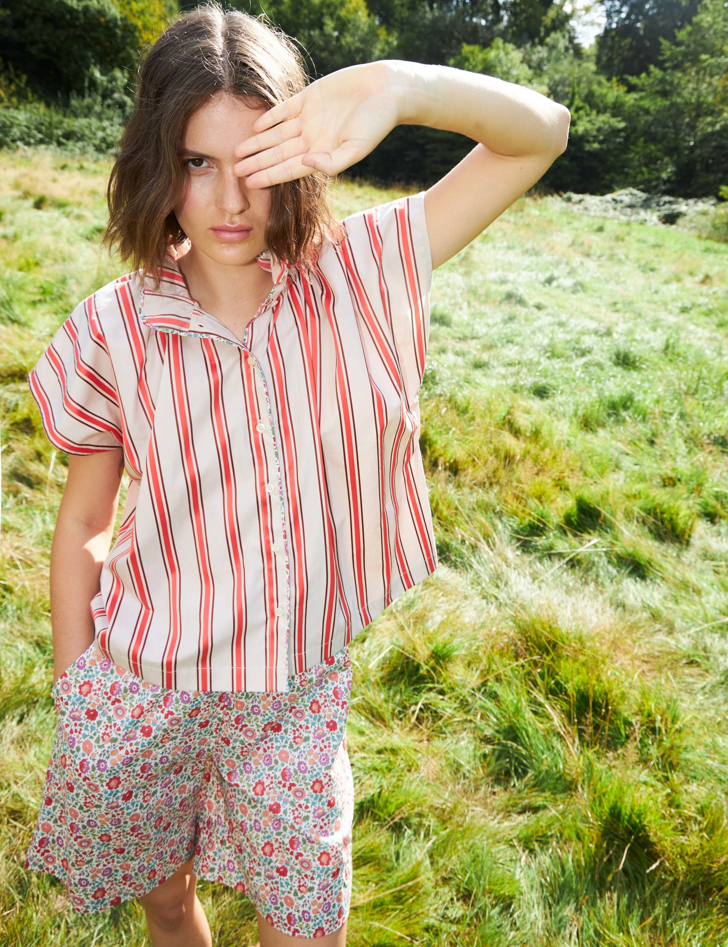 Ada Top Poppy Stripe