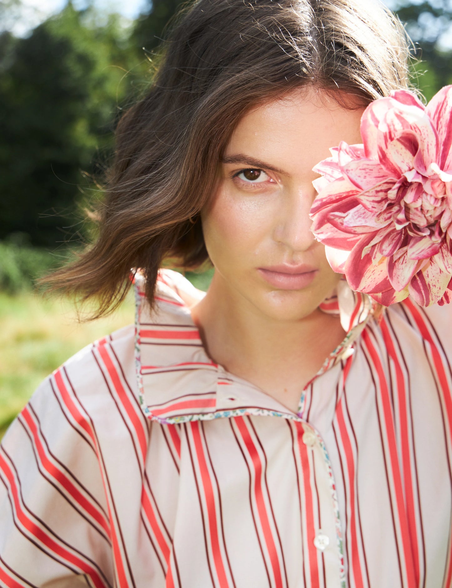 Ada Top Poppy Stripe