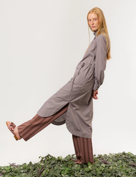 Iris Dress Brown White Stripe