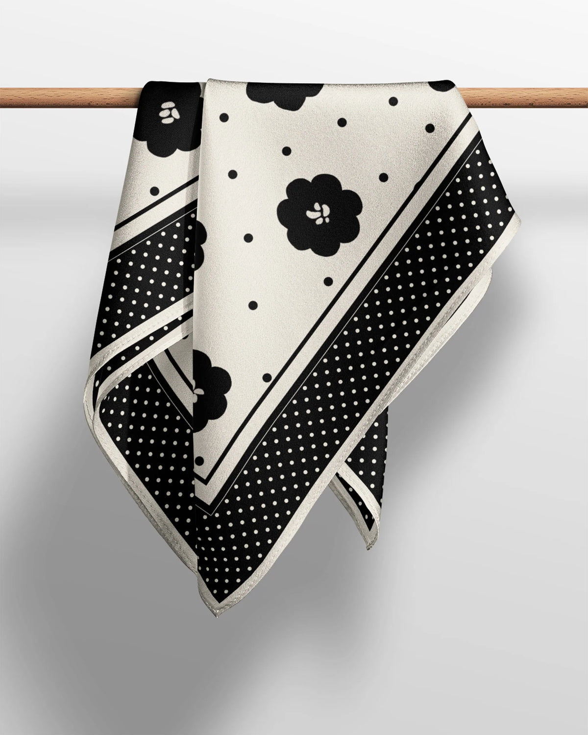 Betty Silk Scarf Cream Fleur Cream/Black