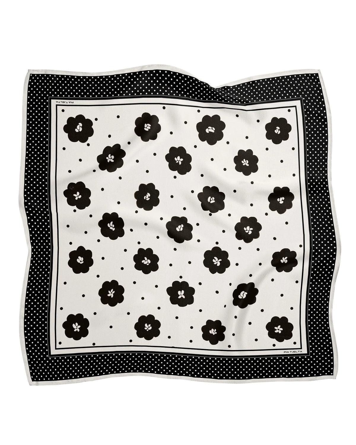 Betty Silk Scarf Cream Fleur Cream/Black