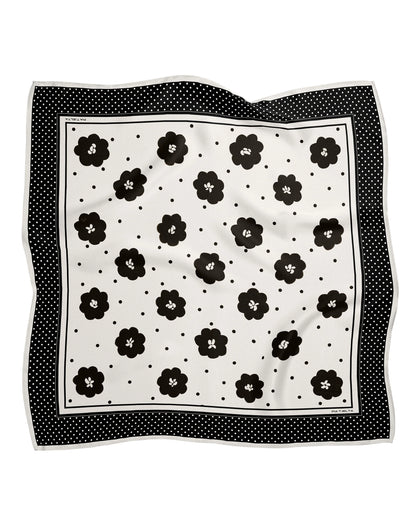 Betty Silk Scarf Cream Fleur Cream/Black