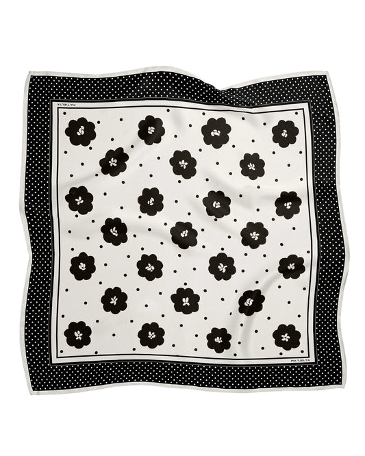 Betty Silk Scarf Cream Fleur Cream/Black