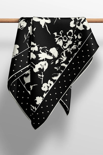 Betty Silk Scarf Primrose Black/Cream