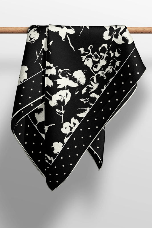 Betty Silk Scarf Primrose Black/Cream