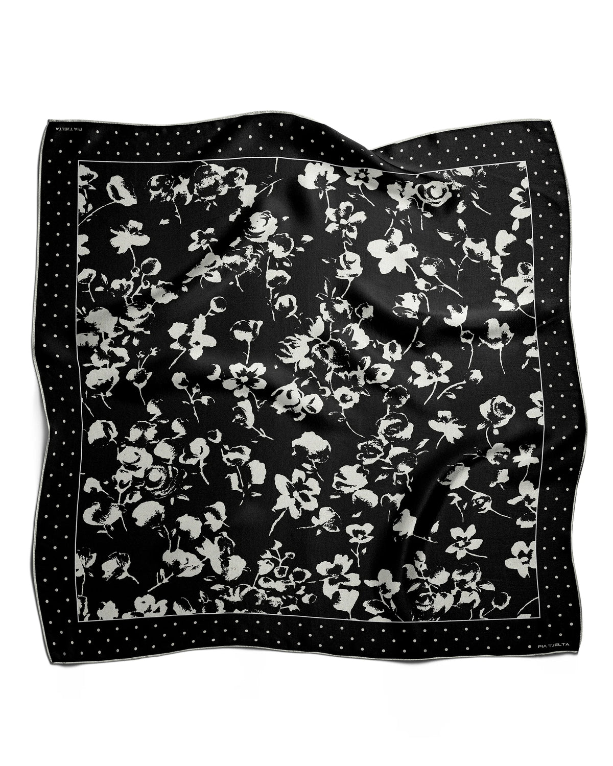 Betty Silk Scarf Primrose Black/Cream