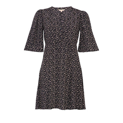 Spring V-Neck Dress Black Dots