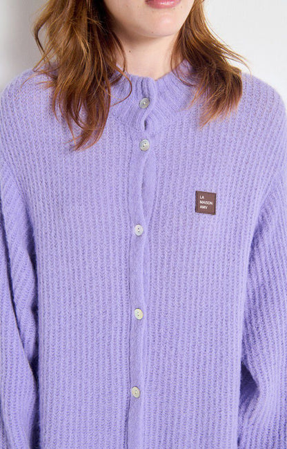 East Cardigan Long Lavender Pastel Chine