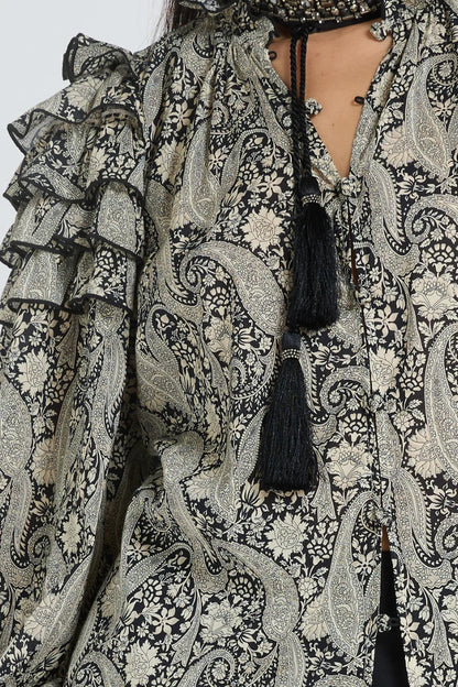 Vara Paisley Top Onyx Black Papyrus