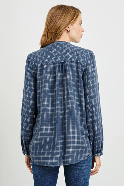 Eloise Shirt Indigo Ivory Plaid