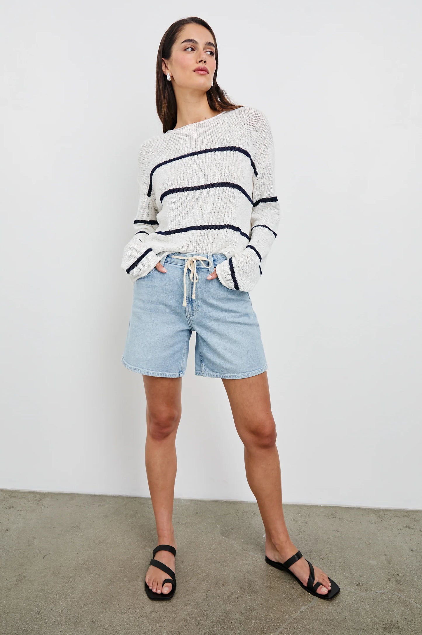 Evangeline Navy White Stripe