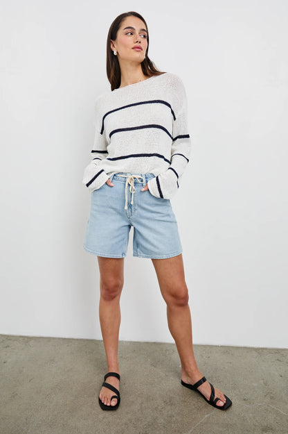 Evangeline Navy White Stripe