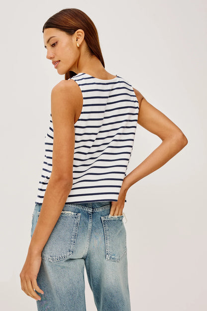 Grace Tank Top Ivory Navy Stripe
