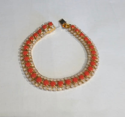 Perfect Trio Bracelet Coral Red/rose Opal