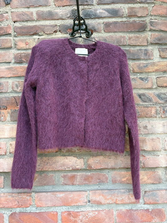 Hairy Knit Jacket Burgundy