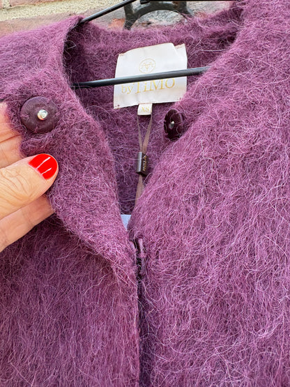 Hairy Knit Jacket Burgundy