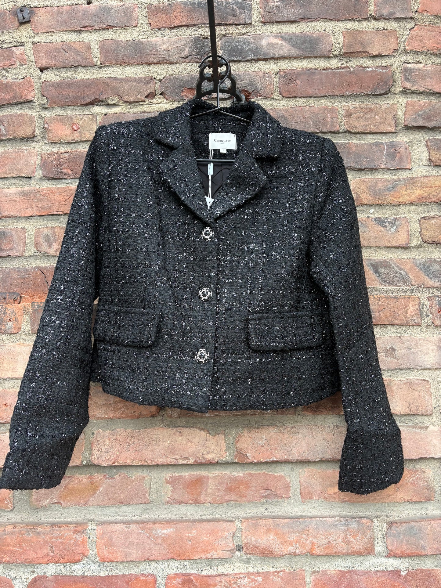 Short Tweed Blazer Black