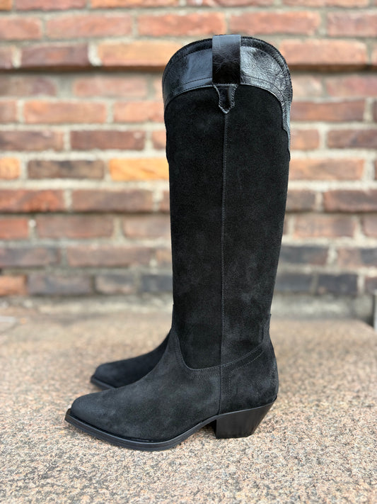 Ladies Boots Velour Nero
