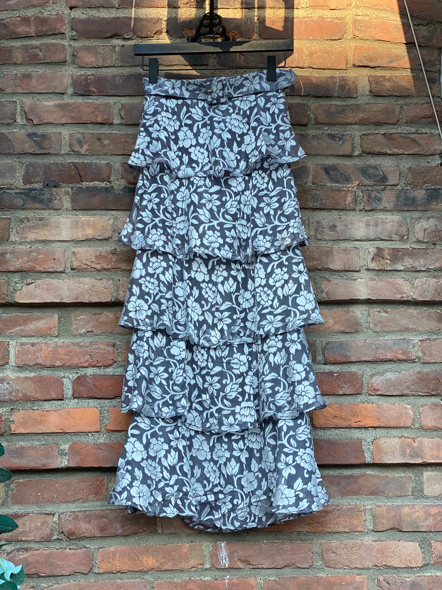 Devore Maxi Skirt Silver