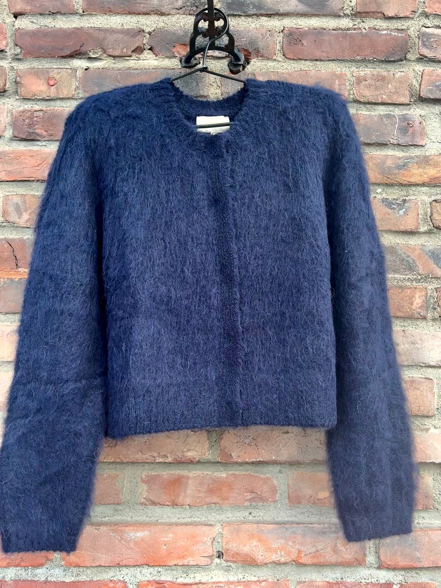 Hairy Knit Jacket Navy