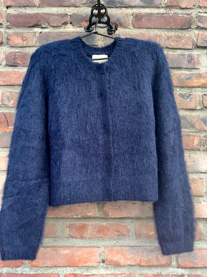 Hairy Knit Jacket Navy