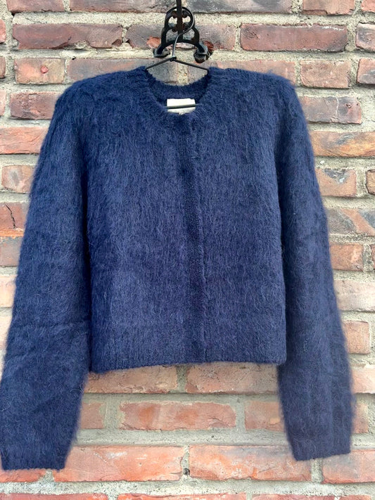 Hairy Knit Jacket Navy