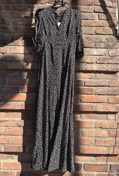 Spring Button Down Dress Black Dots