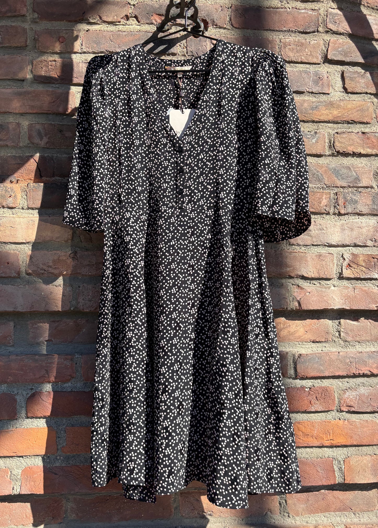Spring V-Neck Dress Black Dots