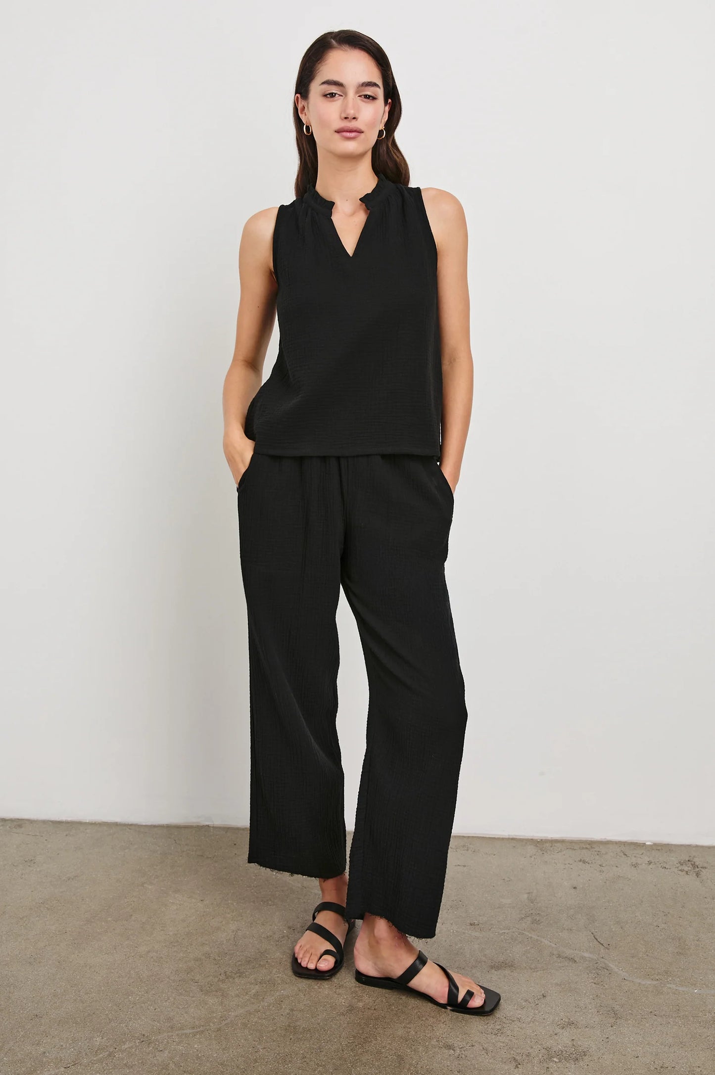 Leon Crop Pant Black Gauze